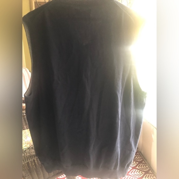 CHAPS Cotton Sweater Vest, Navy - Picture 4 of 6